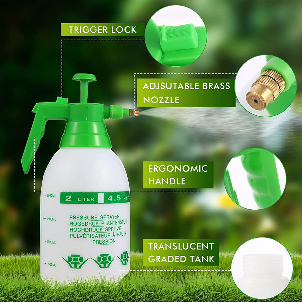 2L Garden Sprayer Multi Purpose Pressure Pump Handle Adjustable Brass  Nozzle